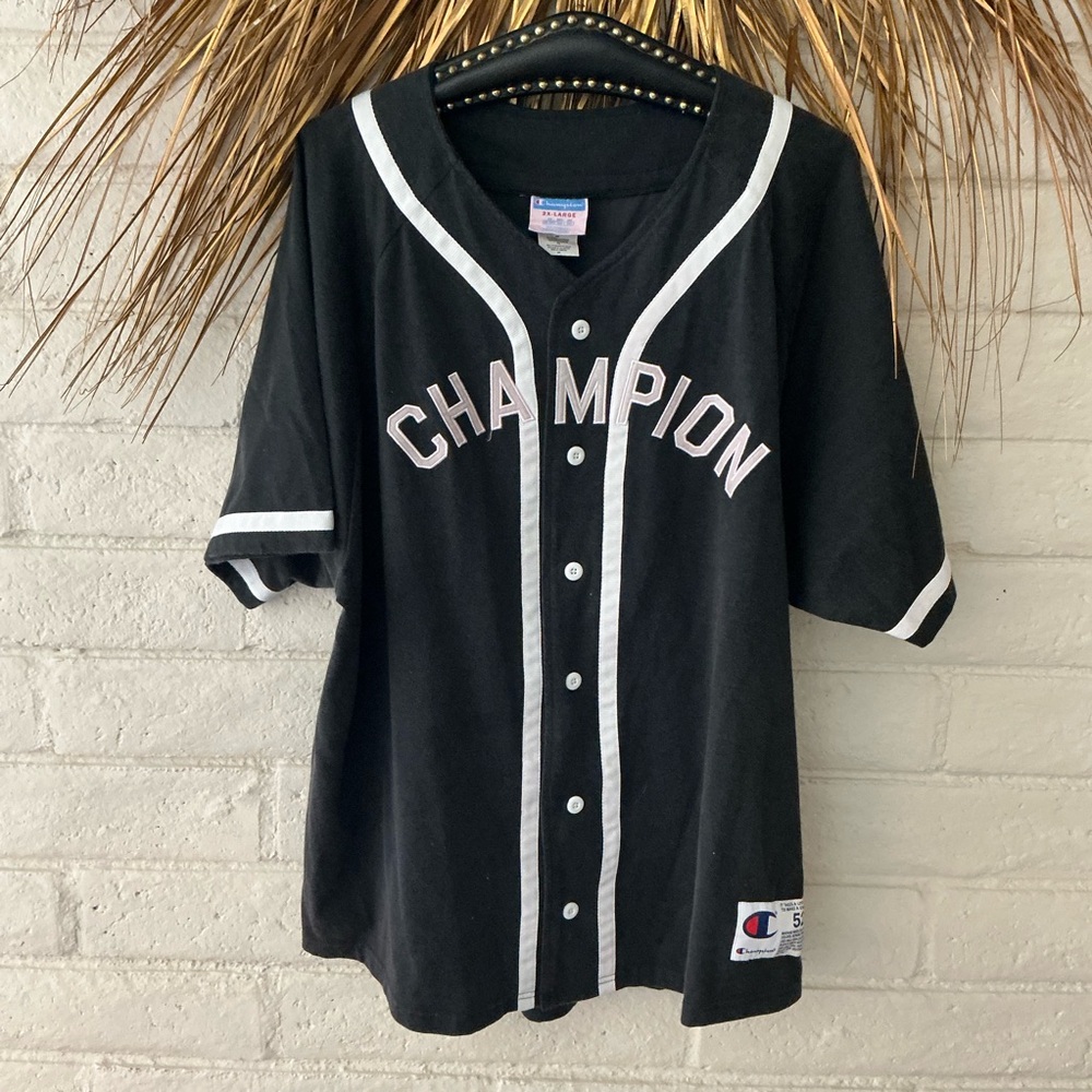 Champion Black &White Vintage  Button-Up Jersey